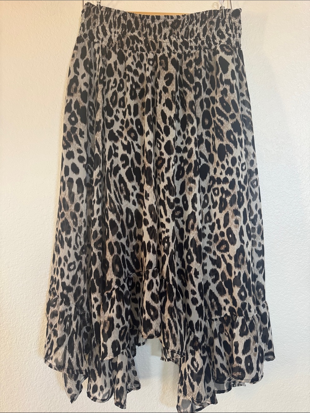 Wet Seal Leopard High-Low Skirt - Beige & Black